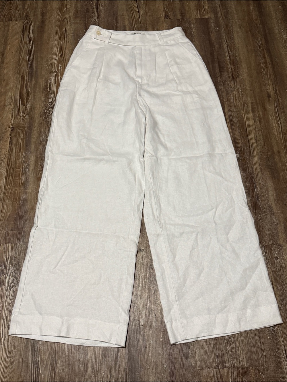 Madewell Harlow Wide Leg Pants Women's 4 Linen High Rise in White